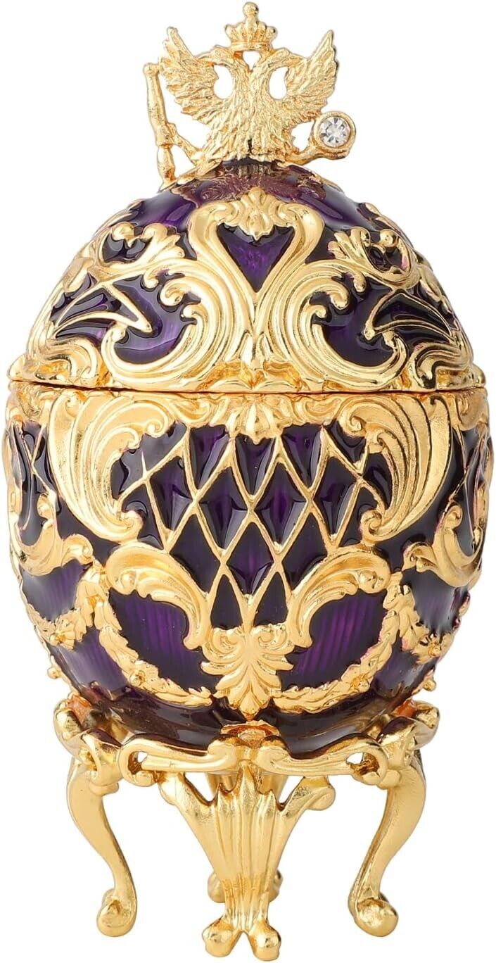 Faberge Egg Gold Trinket Box Classic Hand-Painted Ornaments Gift Home Decor