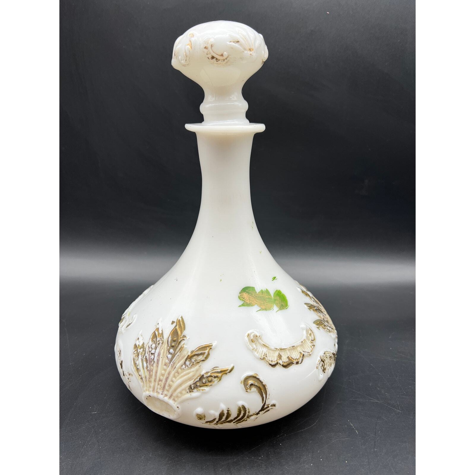 Antique Milk Glass Barber Bottle Vanity Bottle