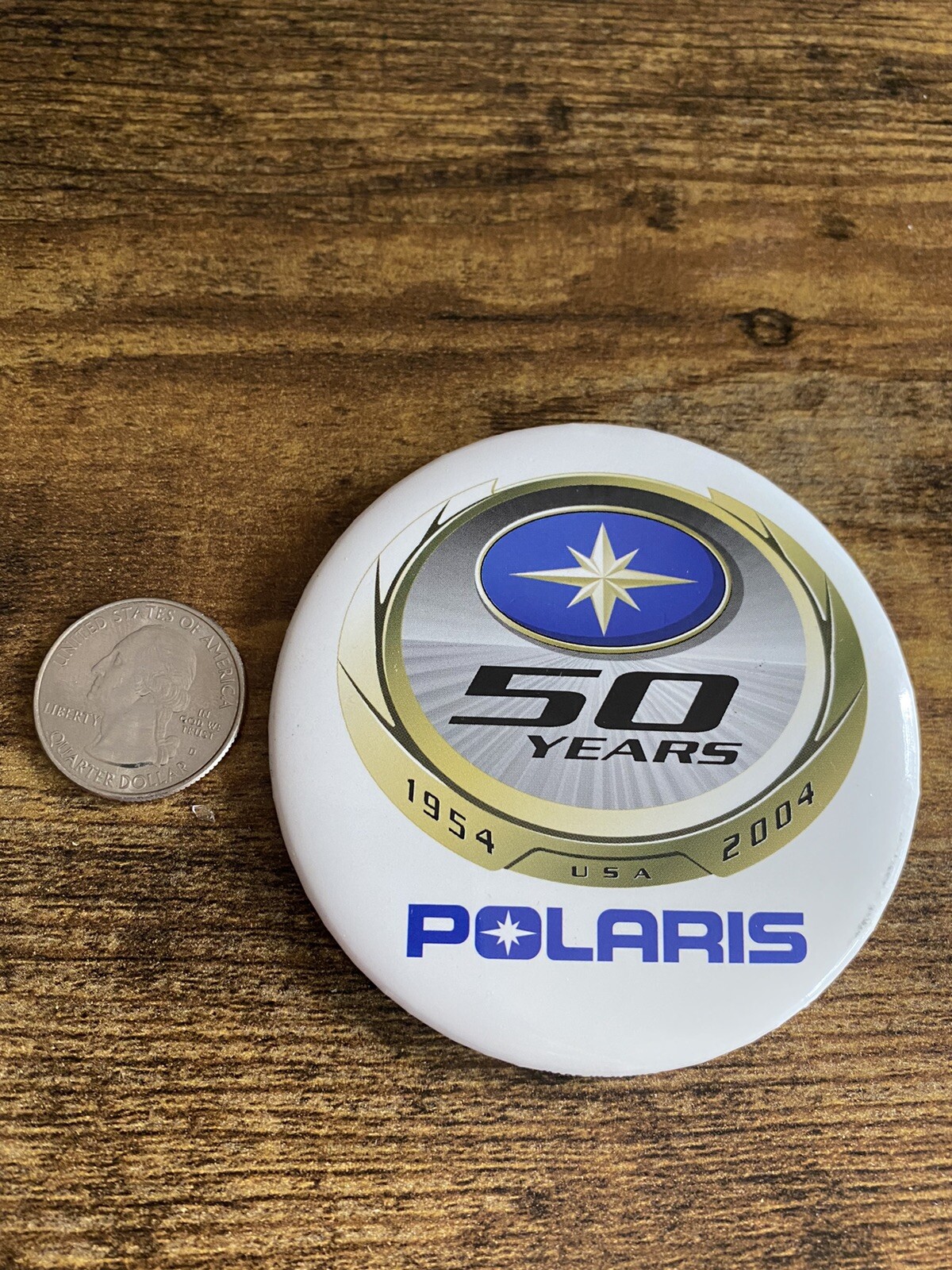 Vintage 1954-2004 Polaris Snowmobile Snowcat Pin Classic Pinback Button