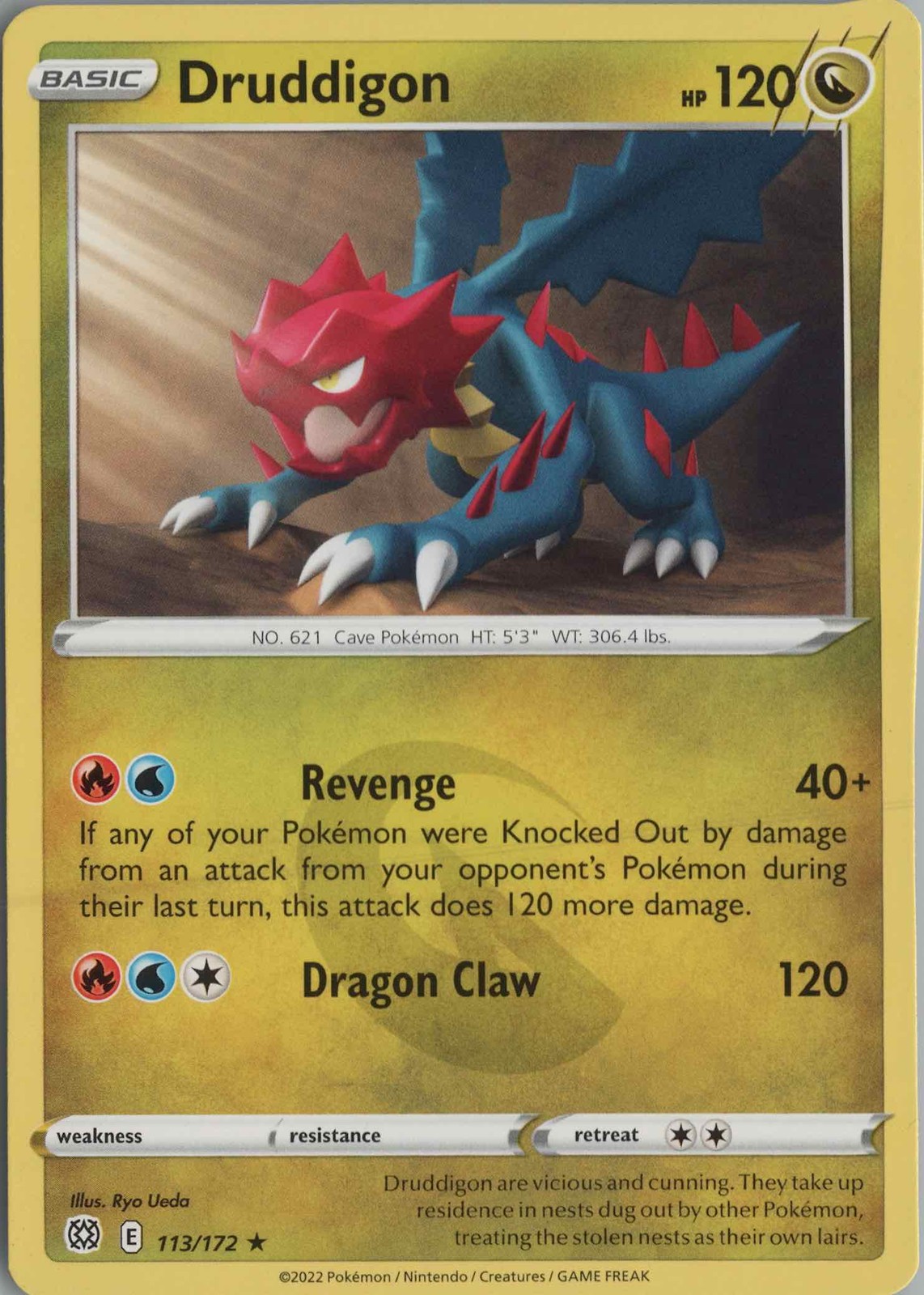2022 POKÉMON SWORD SHIELD BLACK STAR PROMO 151 #113 DRUDDIGON ILLUSTRATION RARE