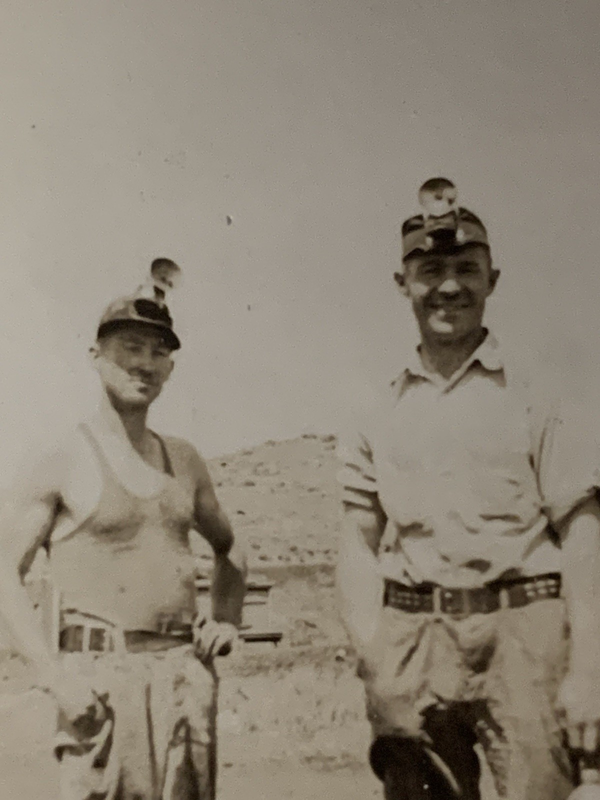 Vtg Original Photograph Real Photo Miners Headlamps USA Black White 2.5x3.5