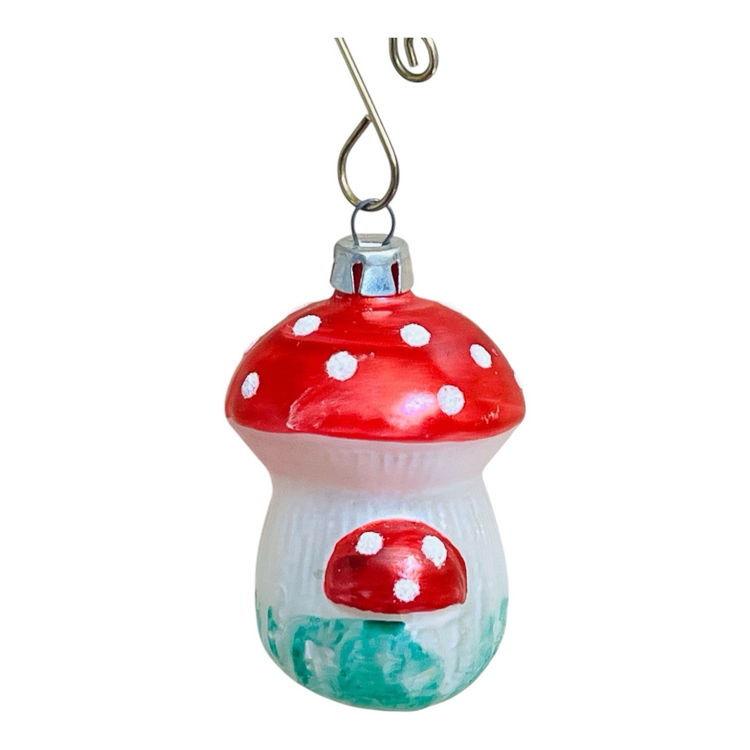 Vintage Polish Toadstool Mushroom Glass Christmas Ornament