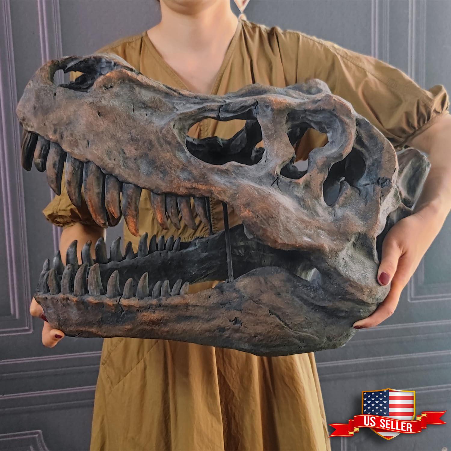 20 inch Giant T-Rex Skull Wall Mount Statue Dinosaur Fossil Head Trophy Decor