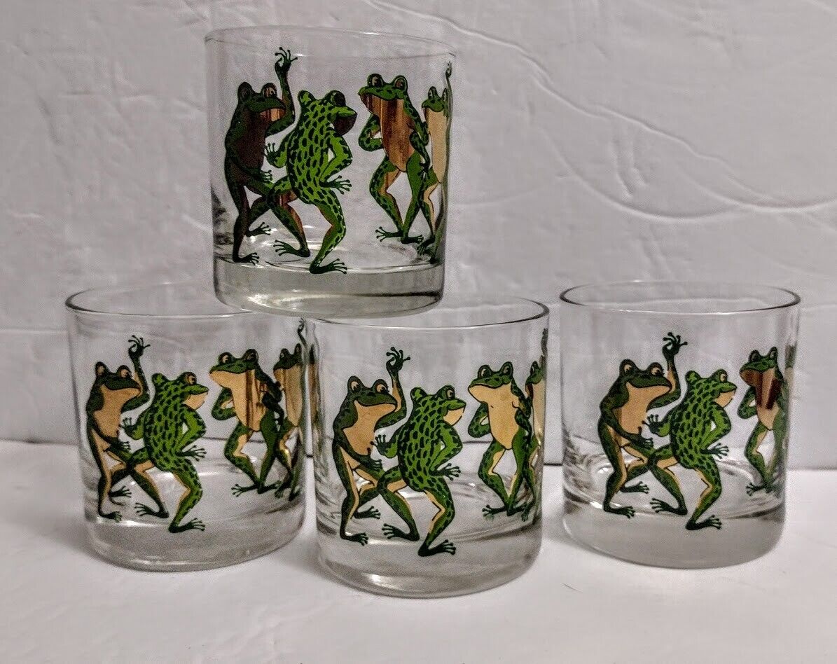 ONE Glass Georges Briard Mid-Century COUROC Lowball Dancing Frogs Drinking Glass