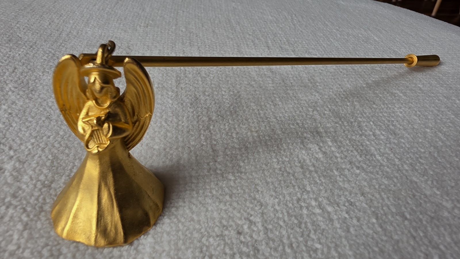 Vintage Retired Partylite Golden Pewter Angel Candle Snuffer P7602 Hinged 8.5...