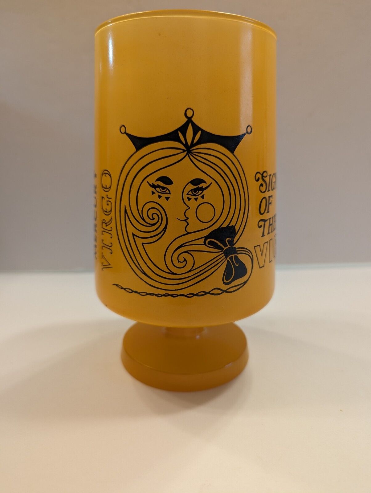 MCM 70\'s Indiana Tiara Virgo Zodiac Glass Goblet Pedestal Vase