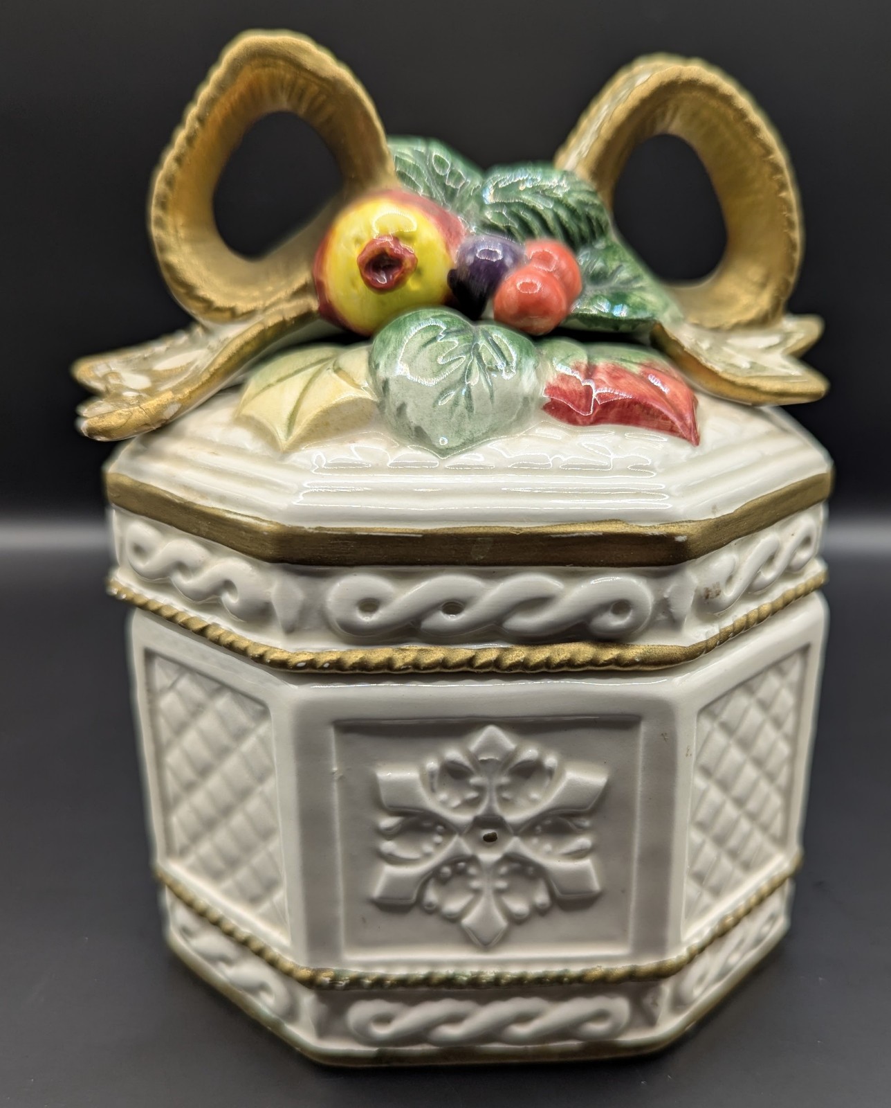 Vtg Fitz And Floyd Lidded Trinket Box Christmas Decor 