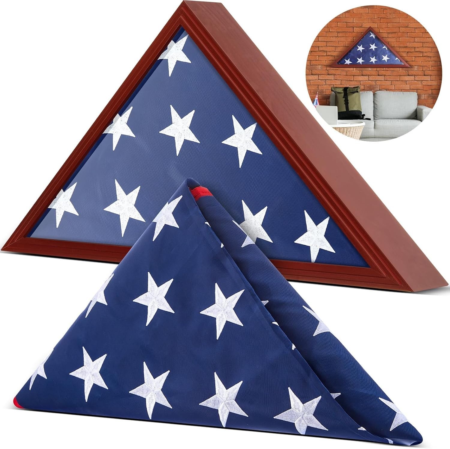 Folded Memorial Flag with Display Case American Us Flag with Veteran Burial F Folded Memorial Flag with Display Case American Us Flag with Veteran Burial F
