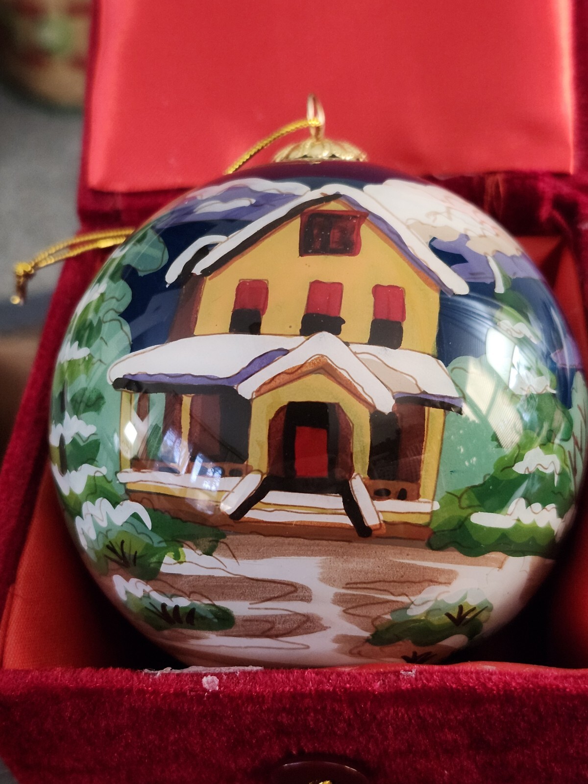 Avon Christmas Ornament Handpainted Winter Village 2015 New With Box