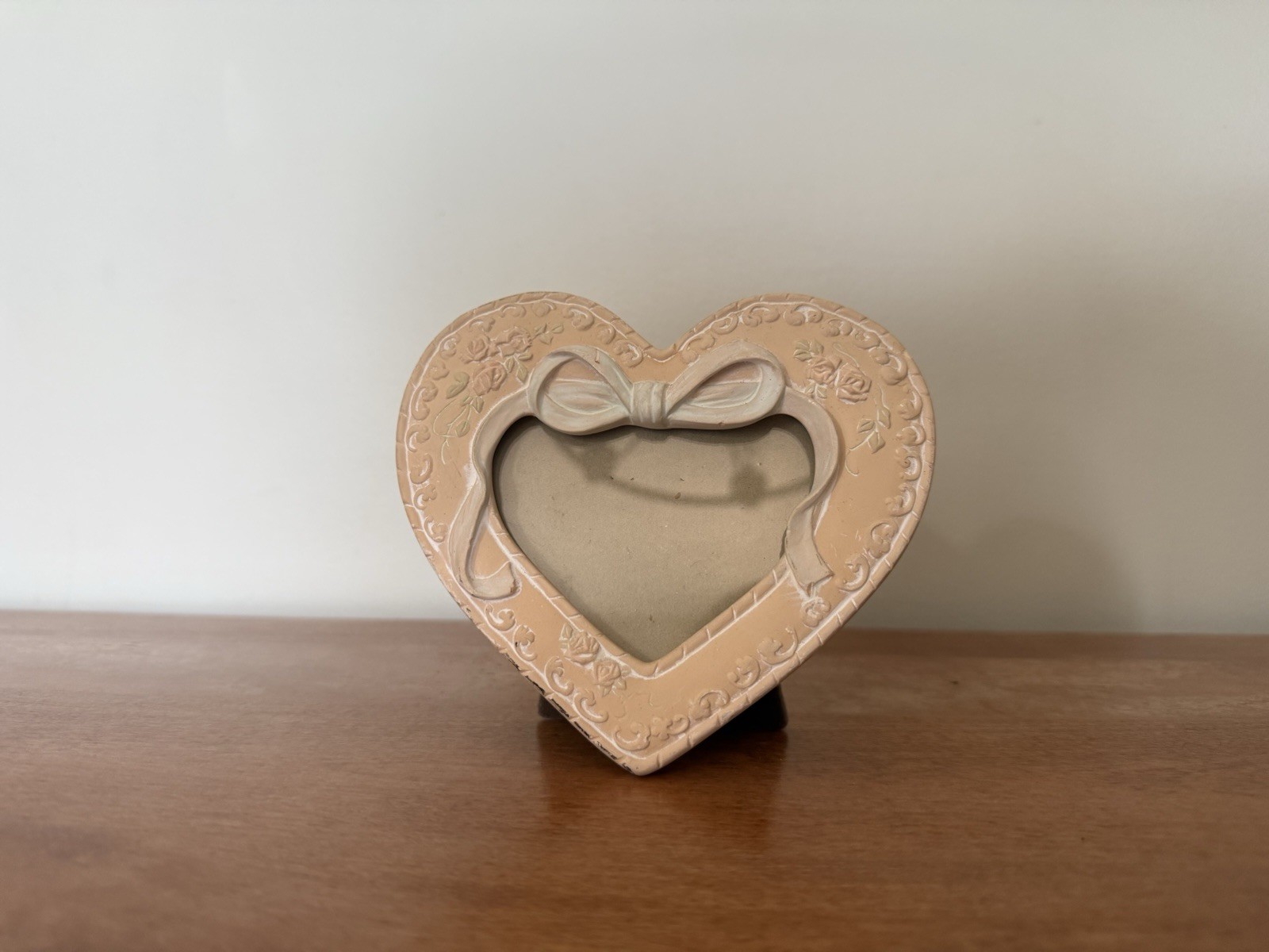 Vintage 80s Terragrafics Terracotta Heart Ribbons Picture Frame