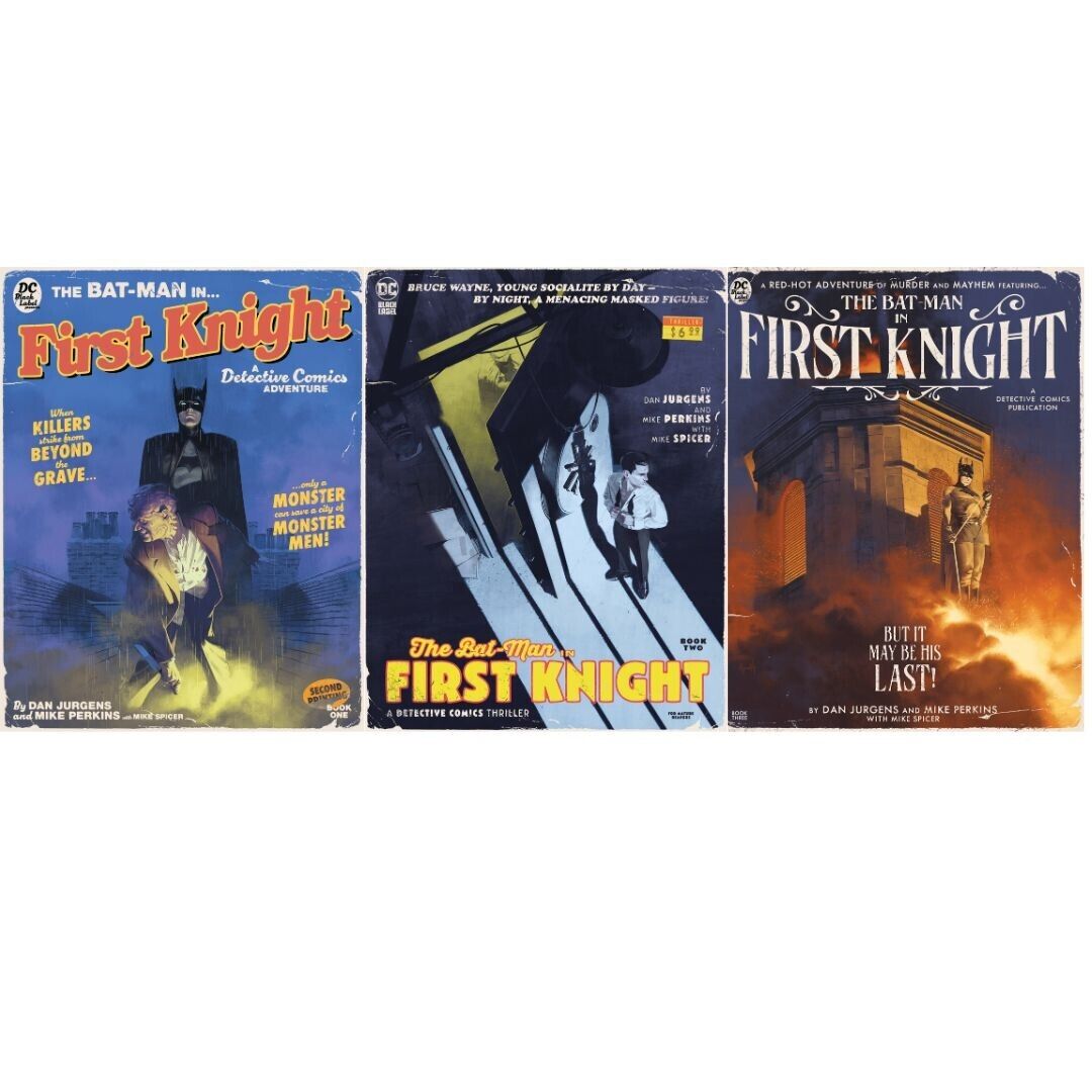 The Bat-Man First Knight #1 (2nd Print) 2 3 Pulp Novel Variant Set