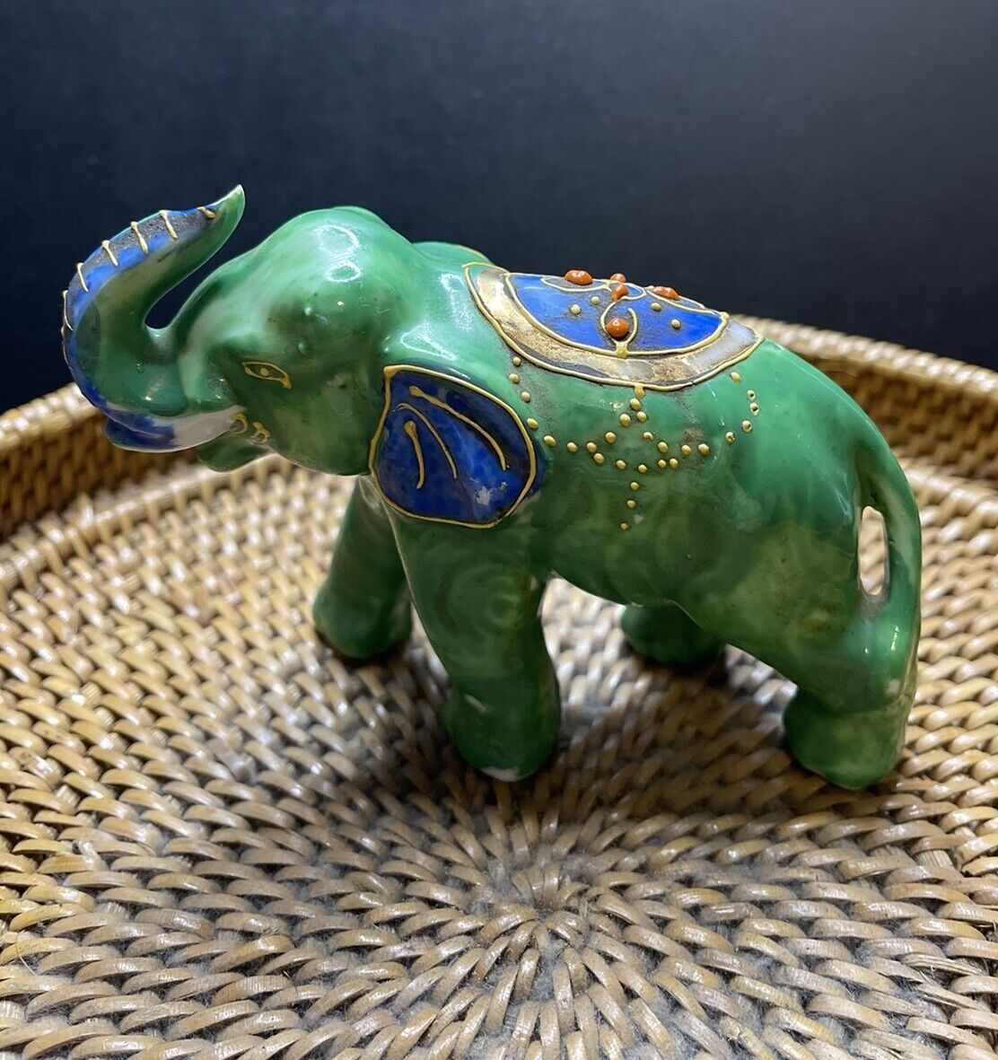 Vintage Green Made In Japan Indian Elephant