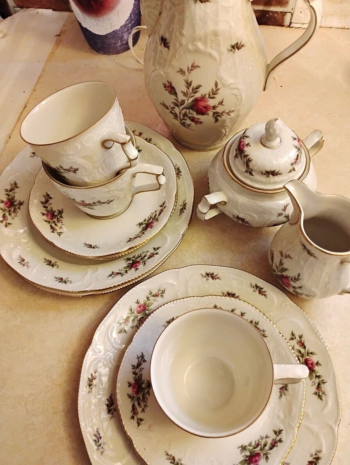 14 Pices, PORCELAIN ESTATE.ROSENTHAL,SELP GERMANY,CLASSIC ROSE COFFEE SET FOR 3 14 Pices, PORCELAIN ESTATE.ROSENTHAL,SELP GERMANY,CLASSIC ROSE COFFEE SET FOR 3