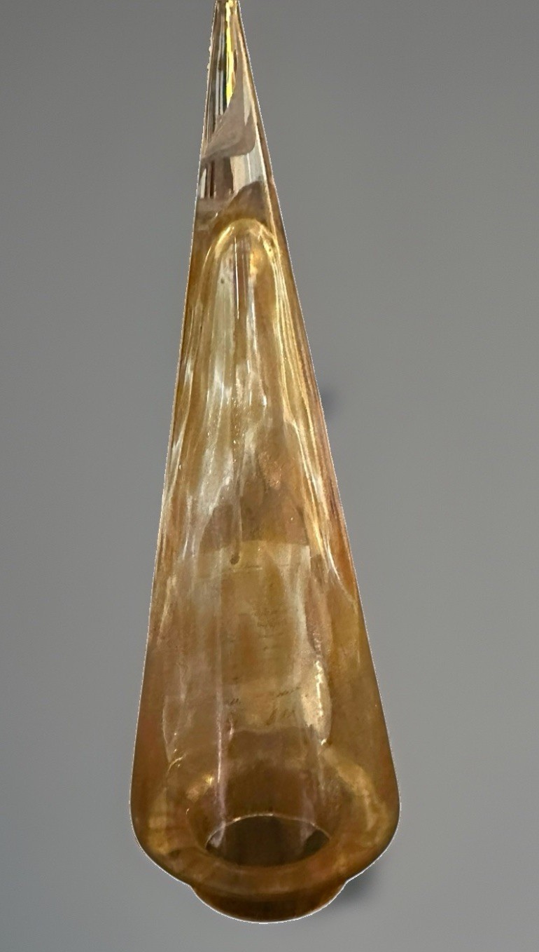 1 Zorza Poland Hand Blown Art Glass Christmas Trees Copper Gold NWT 8.5”
