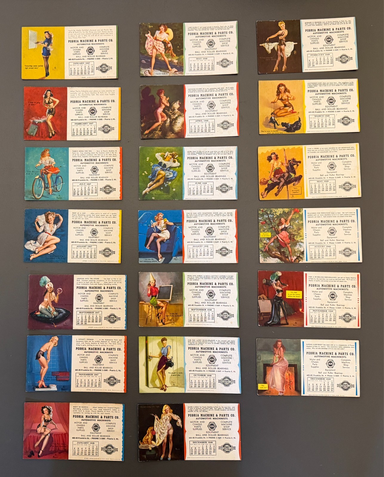 **VINTAGE** 1950S Lot (24)Pinup Automotive Advertisement Calendar Blotters-RARE