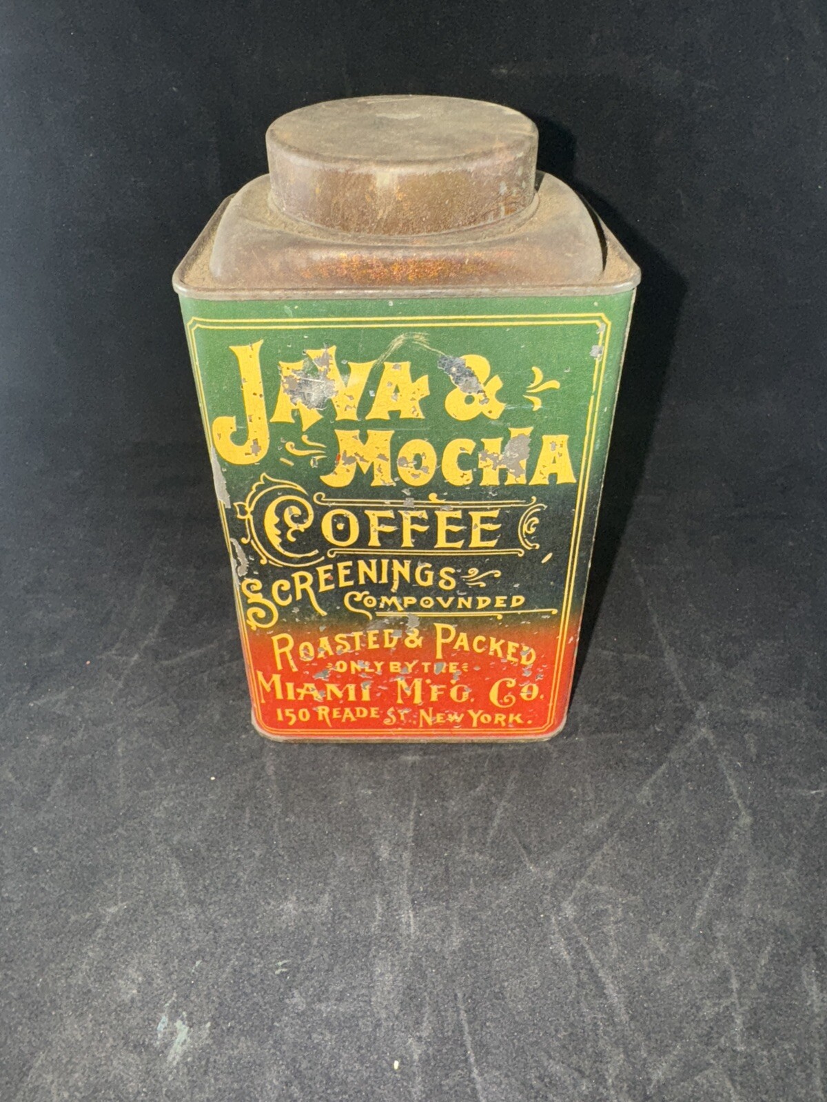 Java & Mocha Coffee Tin Miami MFG Co New York Original RARE Antique