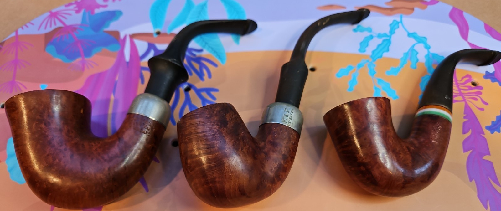 3 Vintage Peterson of Ireland Briar Pipes- St Patrick's Day 1998 05, 312, XL 305