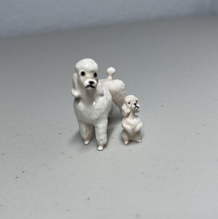 Hagen Renaker Thin Poodle Pup Mom And Puppy Dog Miniature Figurine Tiny