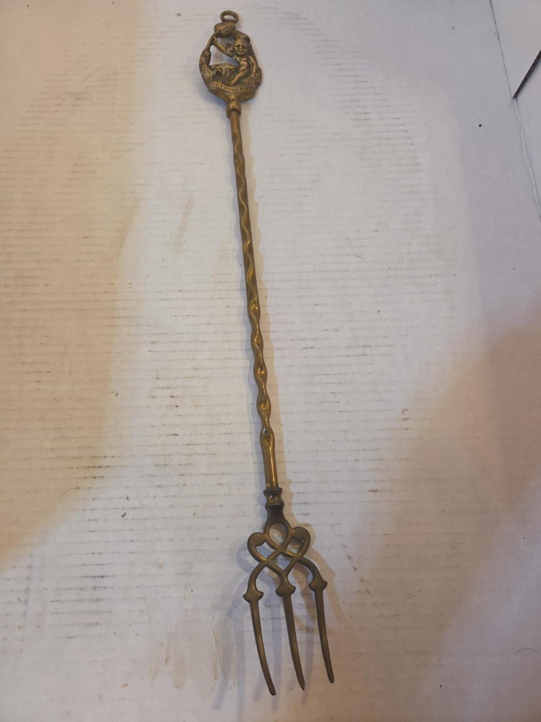 Vintage Dartmoor Pixie brass toasting fork, circa 1920s 1930s Fireplace Tool