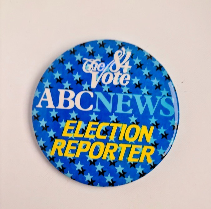 *RARE* 1984 ABC News Election Reporter Button 3\