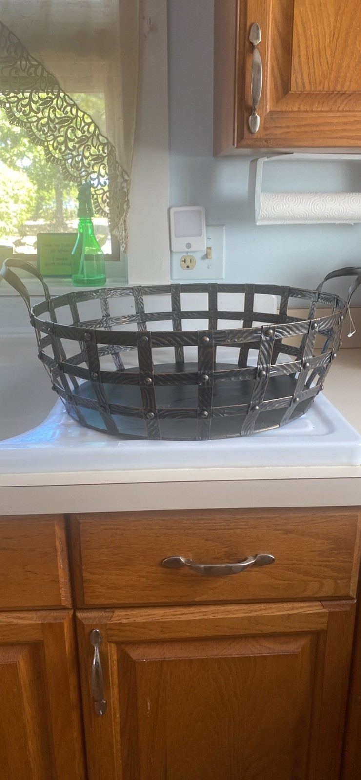 vintage metal basket with handle
