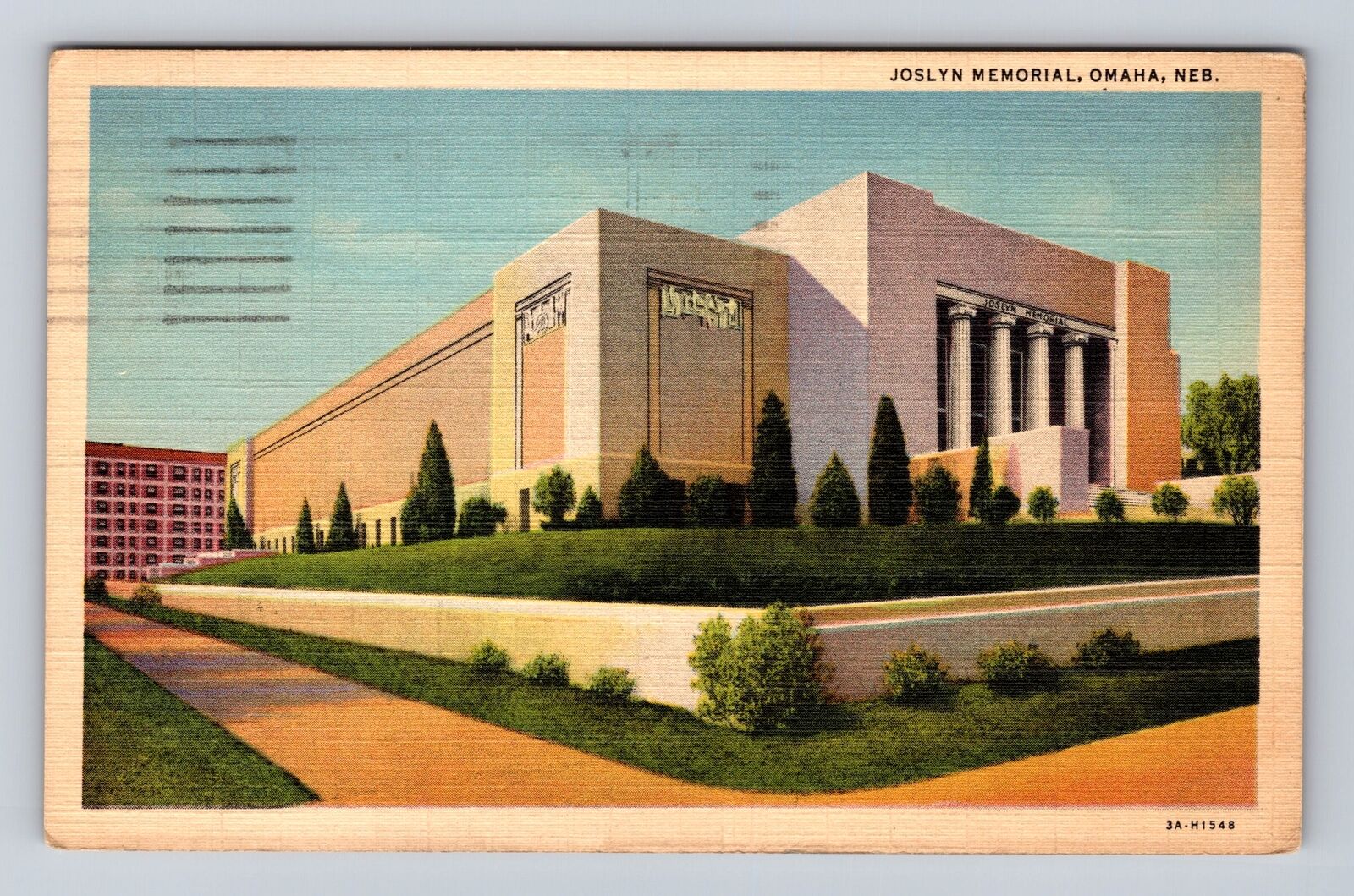 Omaha NE-Nebraska, Joslyn Memorial, Antique Vintage c1943 Souvenir Postcard