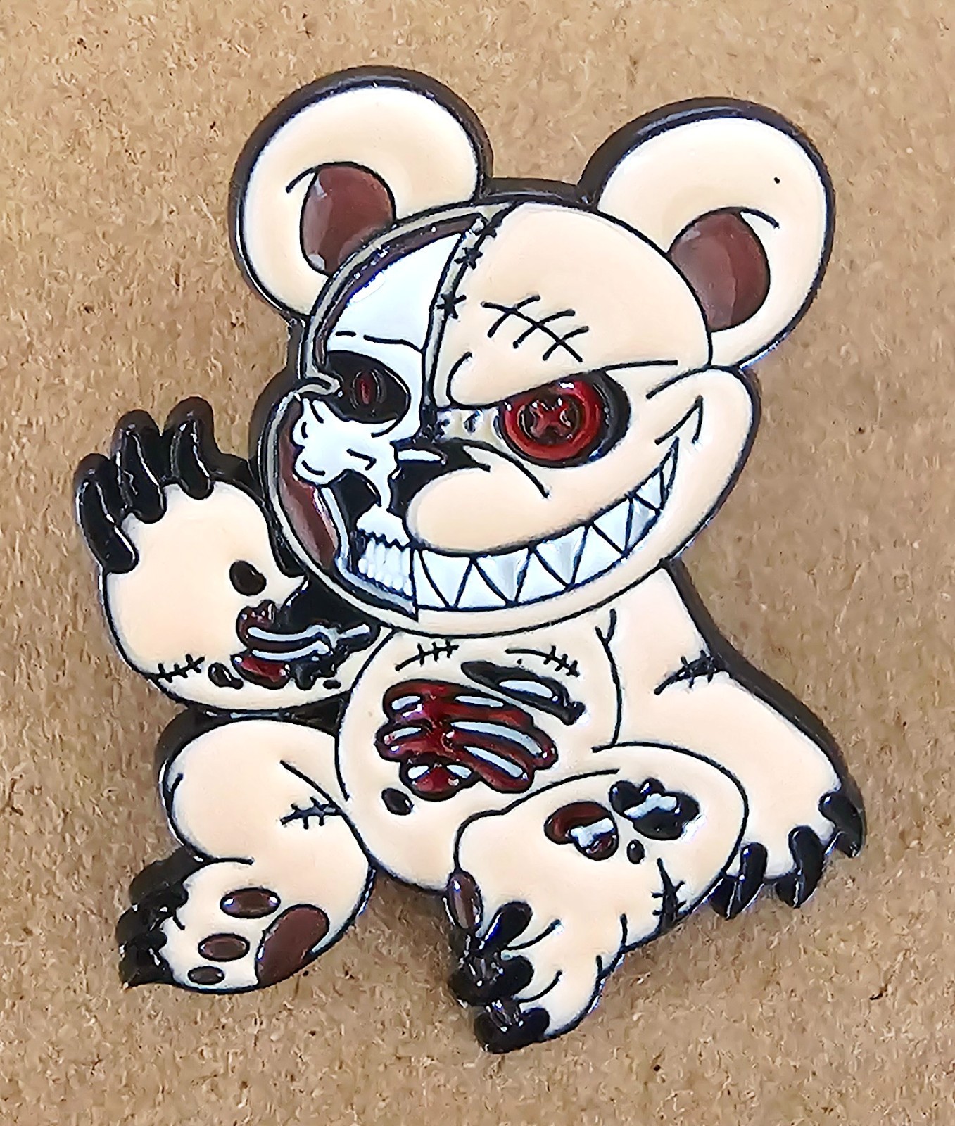 Zombie Teddy Bear Enamel Lapel Pin Gothic Horror Cute Creepy Trading Backpack