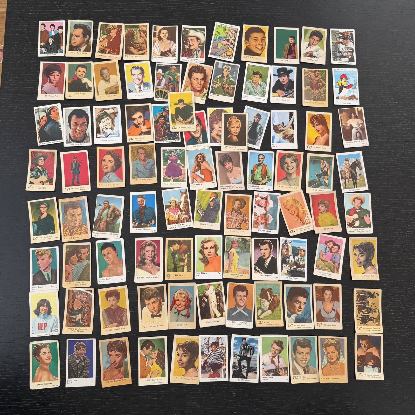 James Dean Brigitte Bardot Sophia Loren 1950s 1960s Dutch Gum Cards Lot (90)
