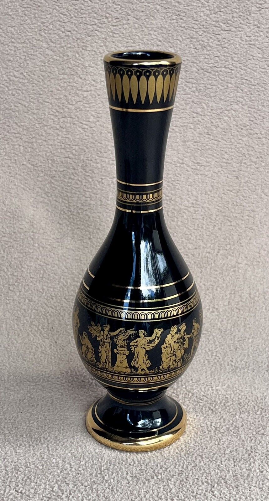 Vintage Spyropoulos 24kt Gold Porcelain Vase Made In Greece