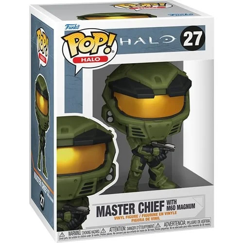 Funko POP Halo 25th Anniversary Master Chief + M6D Magnum Figure 27 + Protector