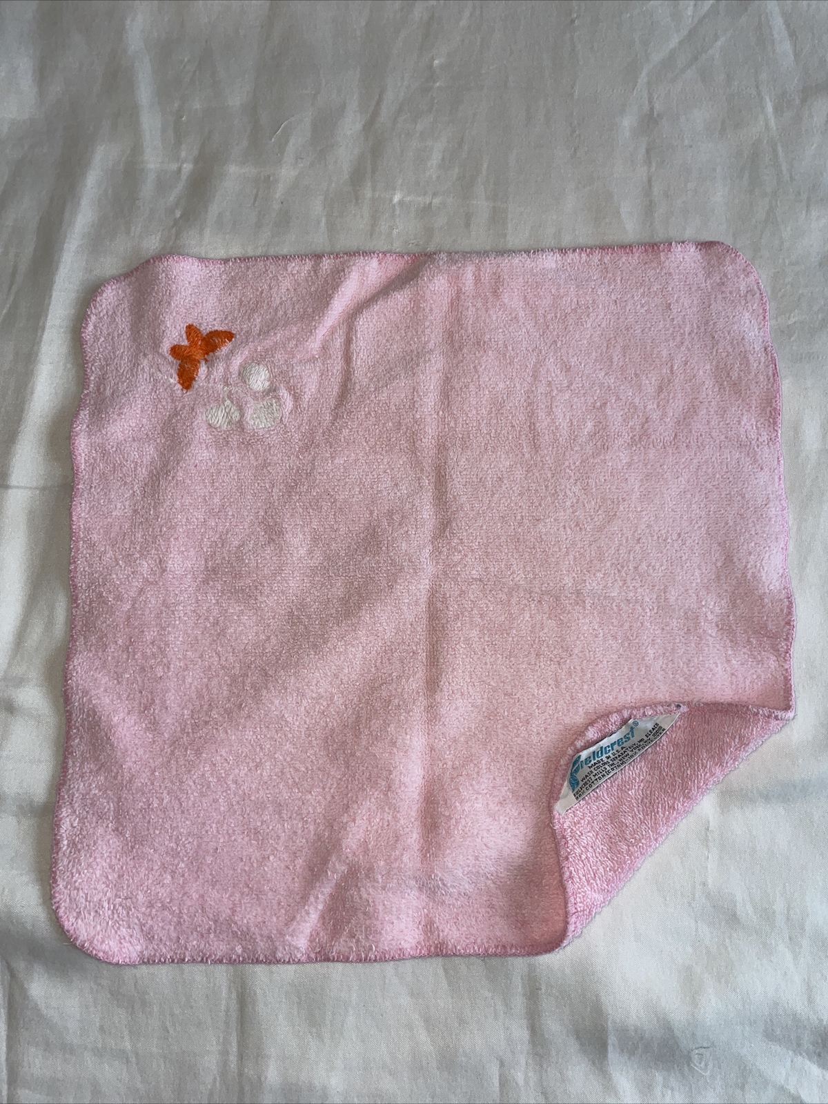 USA Made Vng Fieldcrest Pink butterfly terri Washcloth Cotton Face Towel USA Made Vng Fieldcrest Pink butterfly terri Washcloth Cotton Face Towel