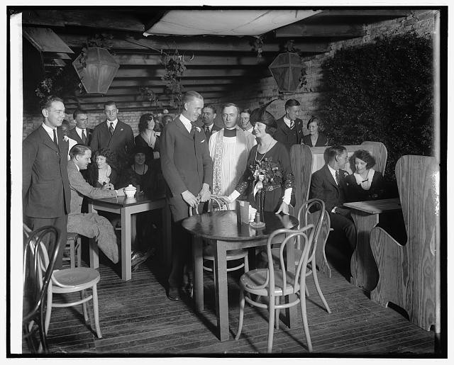 1921 Wedding Reception Bride Groom National Photo Company Restaurant Crowd
