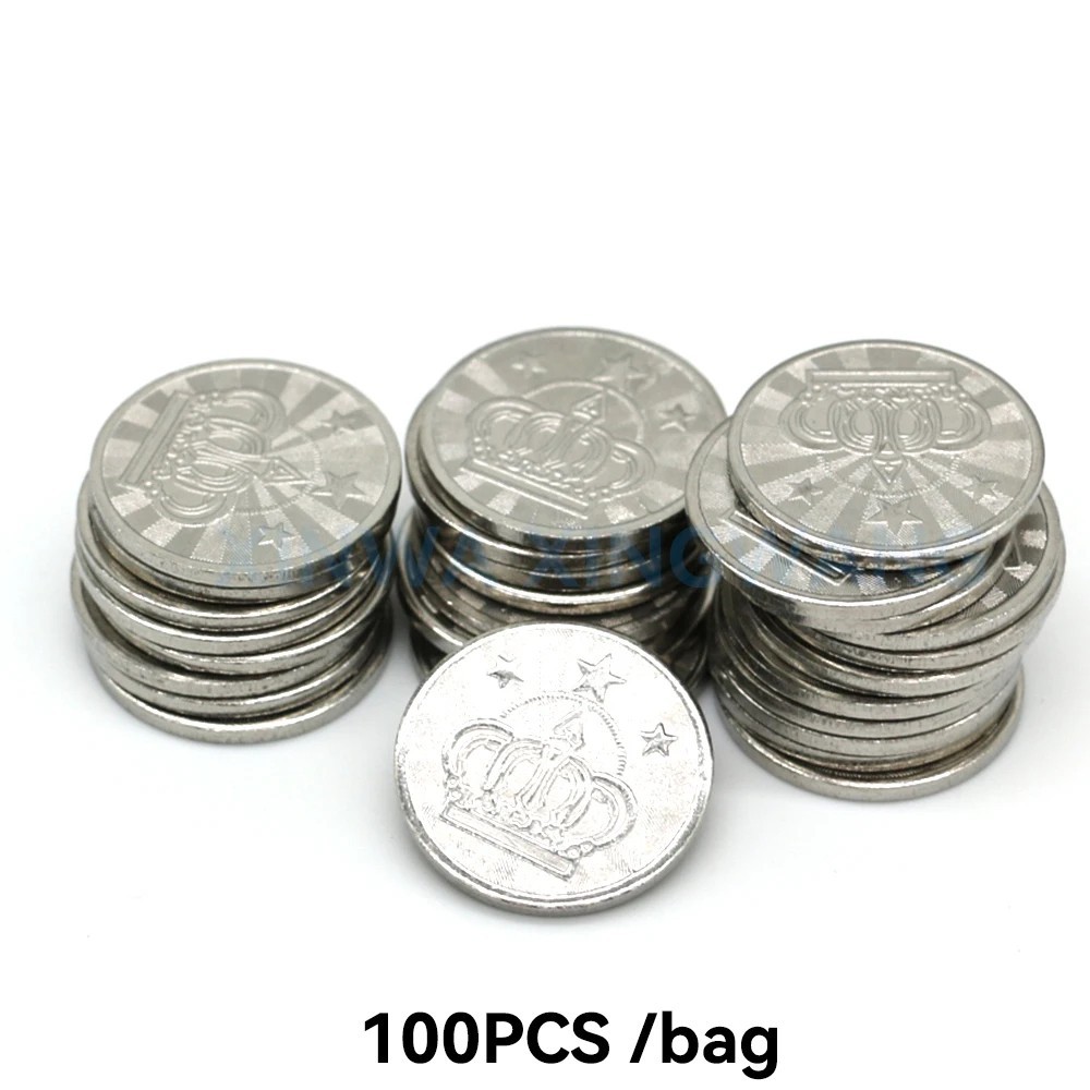 100pcs Gaming Machine Coin Tokens 25x1.85mm Stainless Steel Metal Arcade Tokens