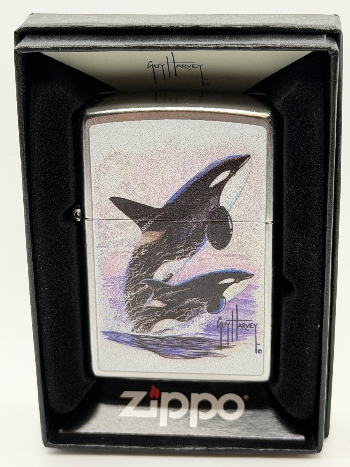2022 Orca Killer Whales Chrome Zippo Lighter NEW 48017
