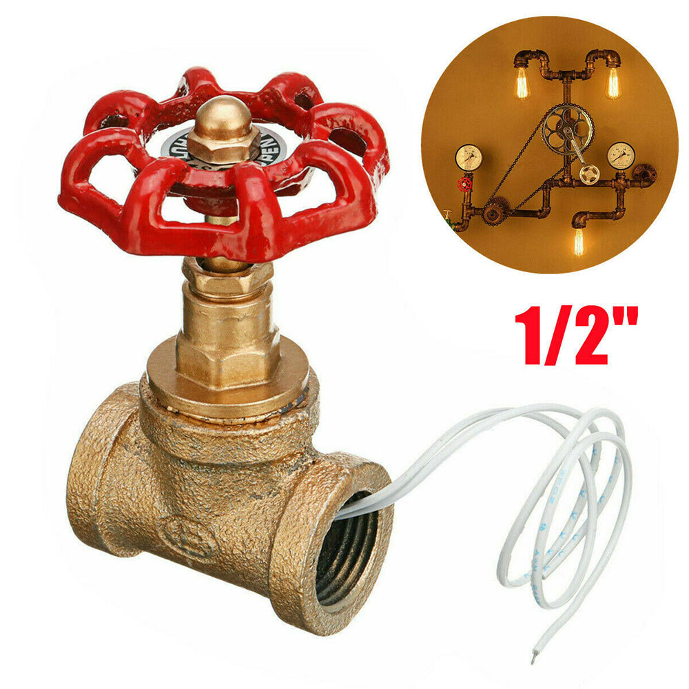 1/2\'\' Iron Vintage Steampunk Stop Valve Light switch W/ Wire For Table pipe Lamp