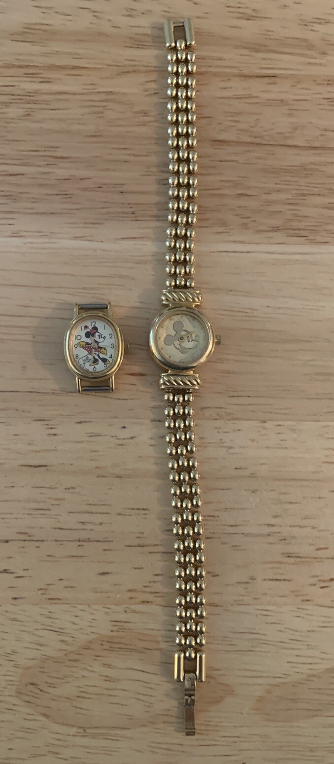 2 Vintage Minnie Mouse Lorus & Mickey Mouse Disney Time Works Watch Parts/repair 2 Vintage Minnie Mouse Lorus & Mickey Mouse Disney Time Works Watch Parts/repair