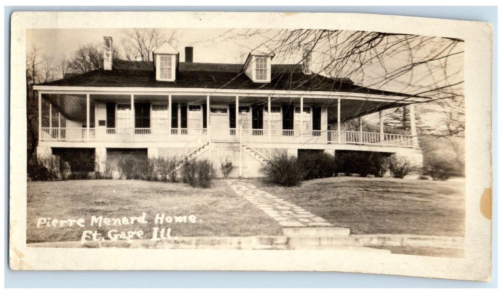 Ft. Gage IL RPPC Photo Postcard Home of Pierre Menard 1935 Vintage Unposted