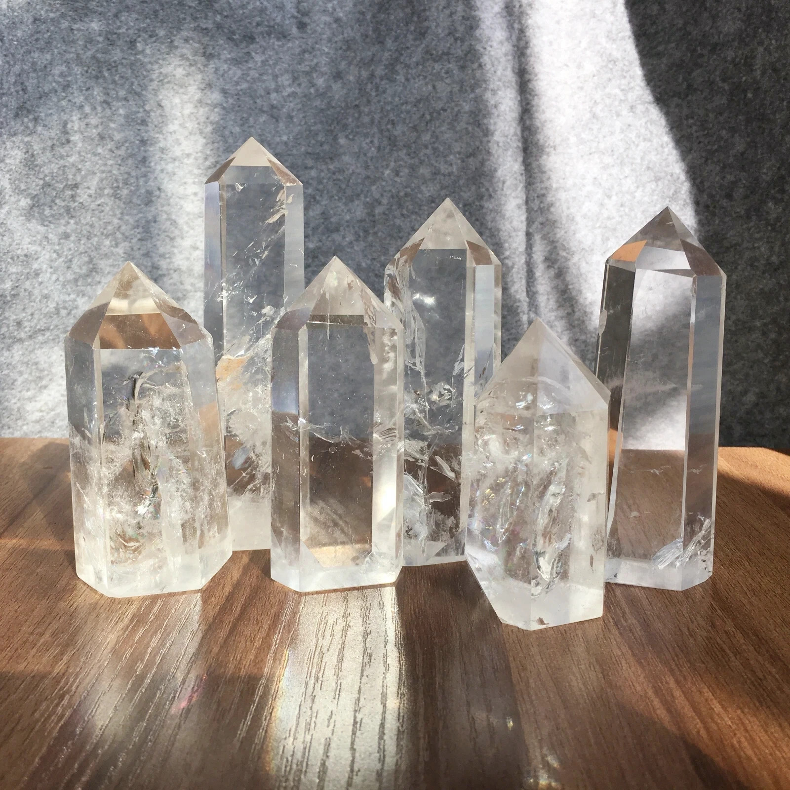 6PCS Natural clear quartz obelisk crystal WAND point healing random