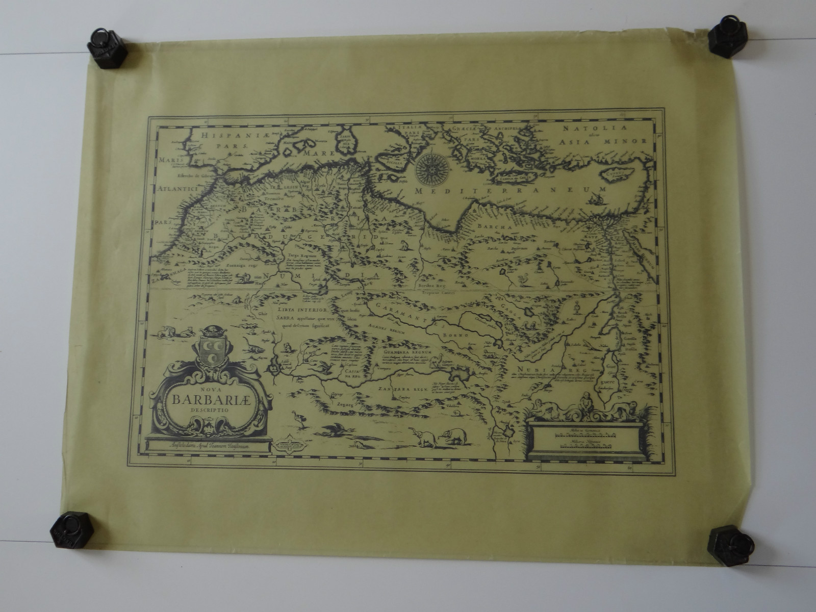 ANTIQUE WORLD\'S MAP NOVA BARBARIAE DESCRIPTIO MAP AFRICA NORTH AFRICA ca 1635