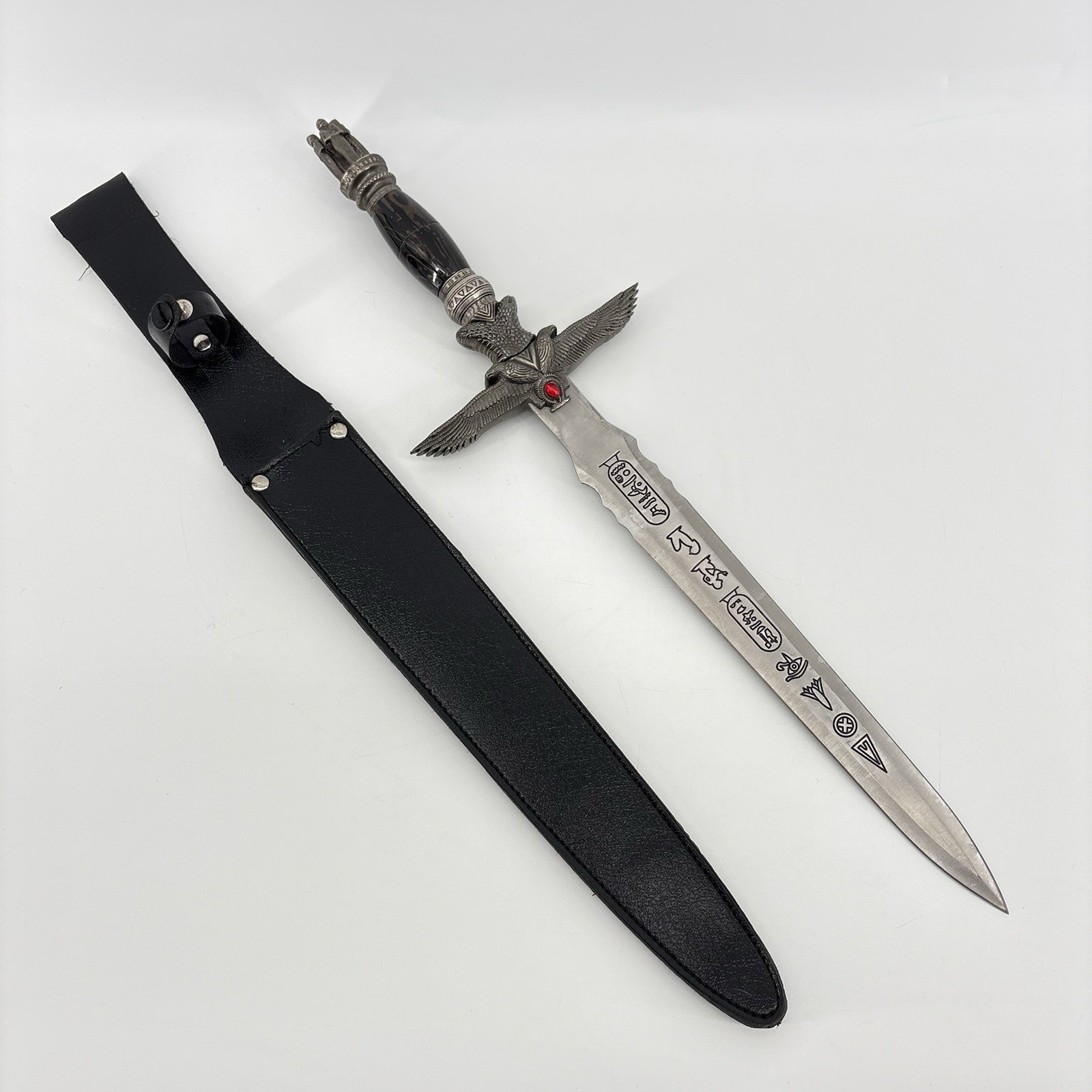 Fantasy Dagger Knife With Leather Sheath Egyptian Theme Nice Clean