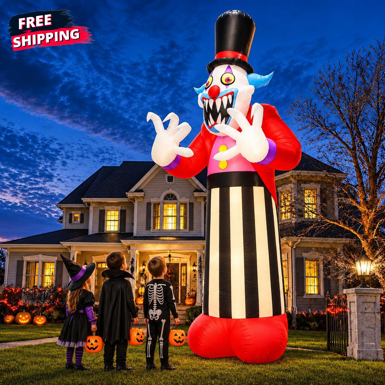11 FT Halloween Inflatables Clown Ghost Outdoor Decorations, Giant Blow Ups with