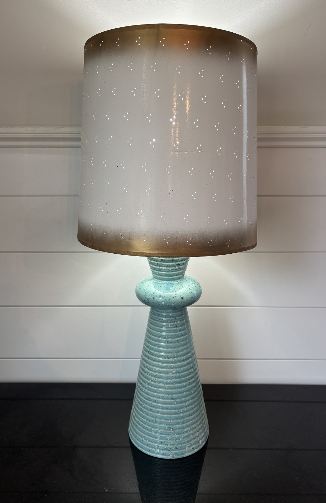 Vintage Mid Century Modern Ceramic Table Lamp Base Atomic 1950’s Retro W/Shade