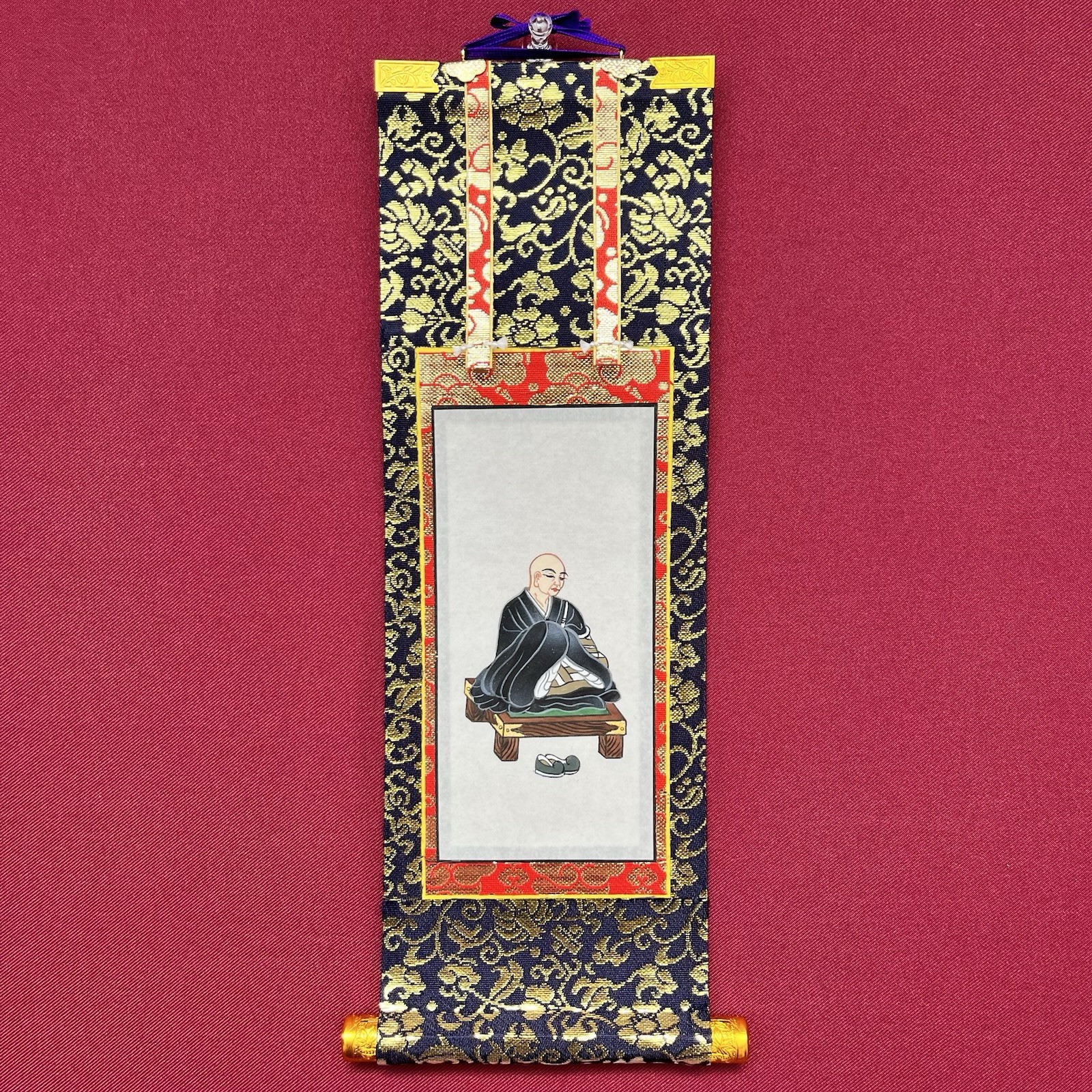 Japanese Kōgyō Daishi Kakuban Buddhist Hanging Scroll Hand-Painted Silk