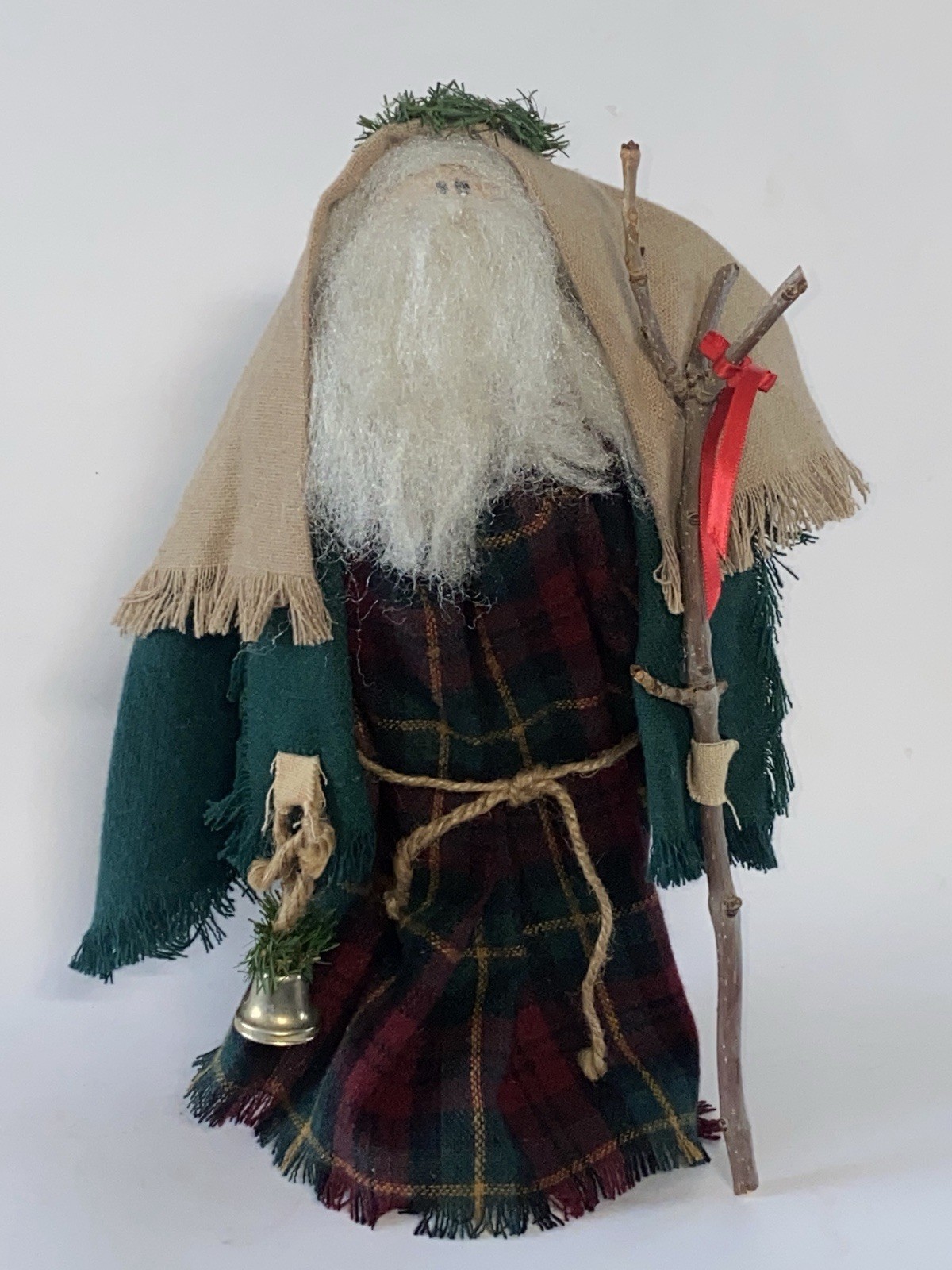 VTG Folk Art Primitive Handmade Old World Santa Father Christmas 13” Natural