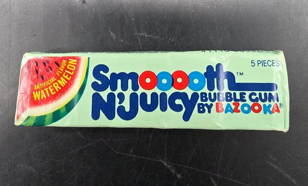 Vintage 1978 TOPPS BAZOOKA SMOOTH N JUICY BUBBLE GUM Watermelon Sealed Old Stock