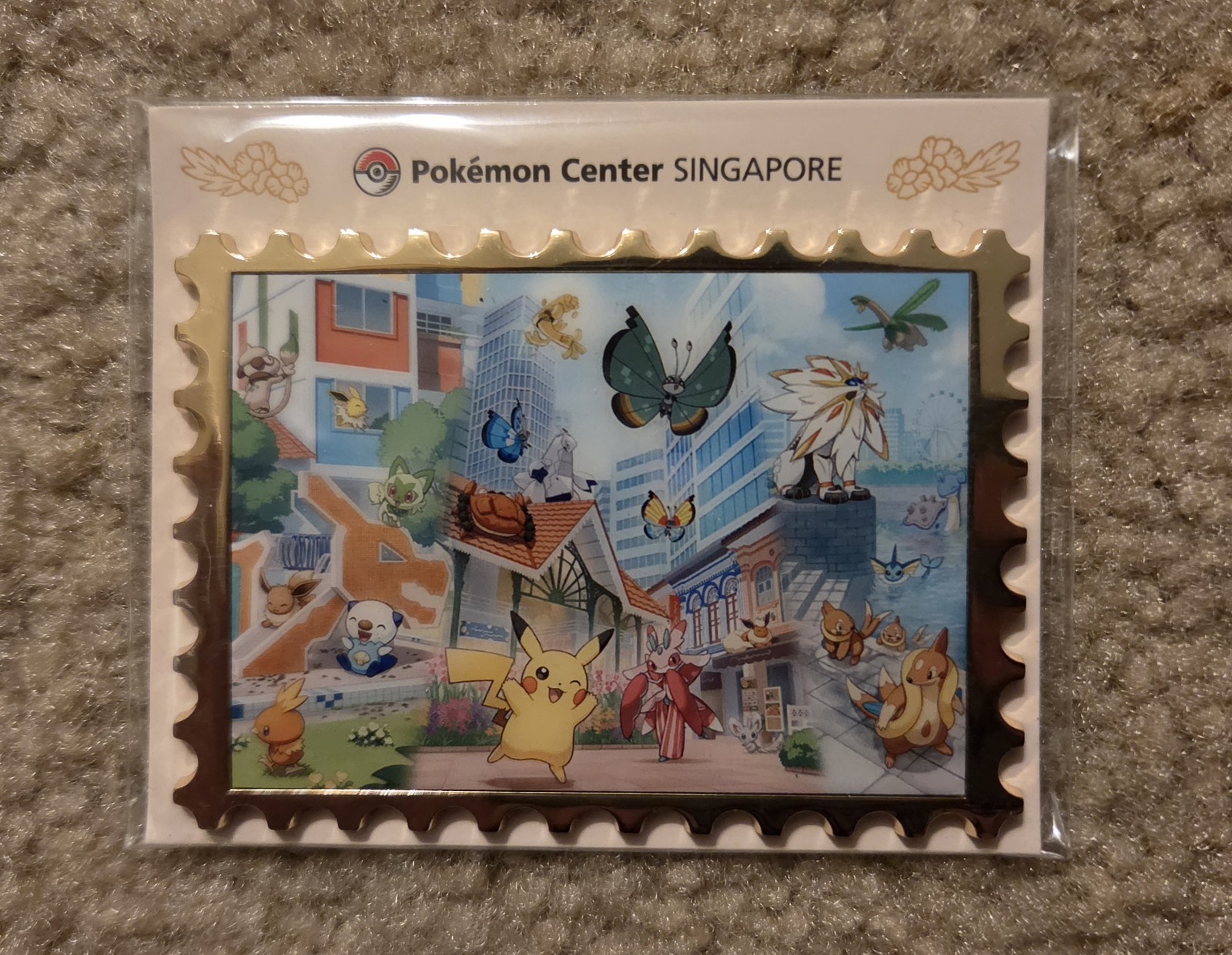NEW SEALED Singapore Pokemon Center Limited Magnet Pikachu Solgaleo ~ US SELLER