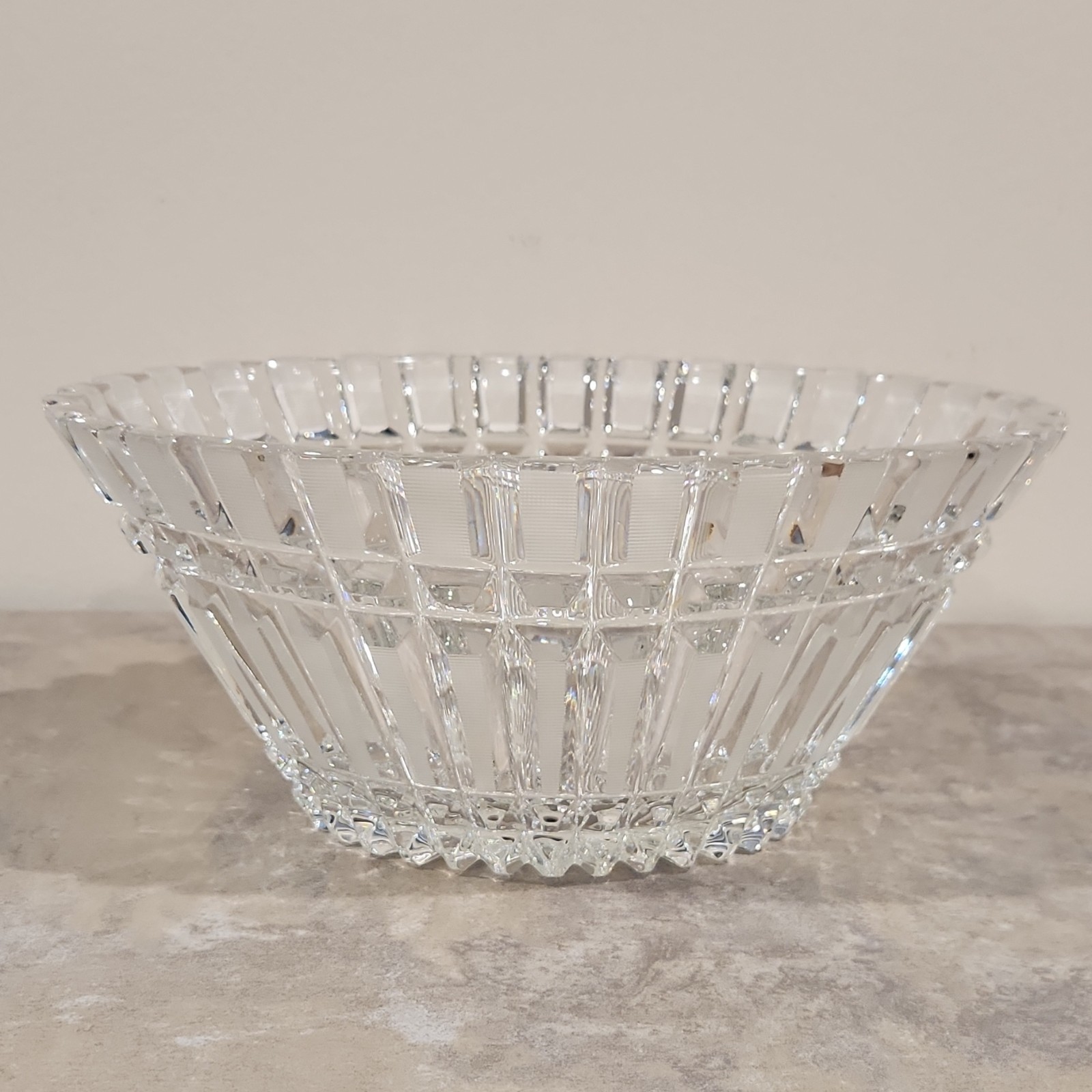 Vintage Russian Centerpiece Lead Cut Crystal Paneled Oval Bowl 11