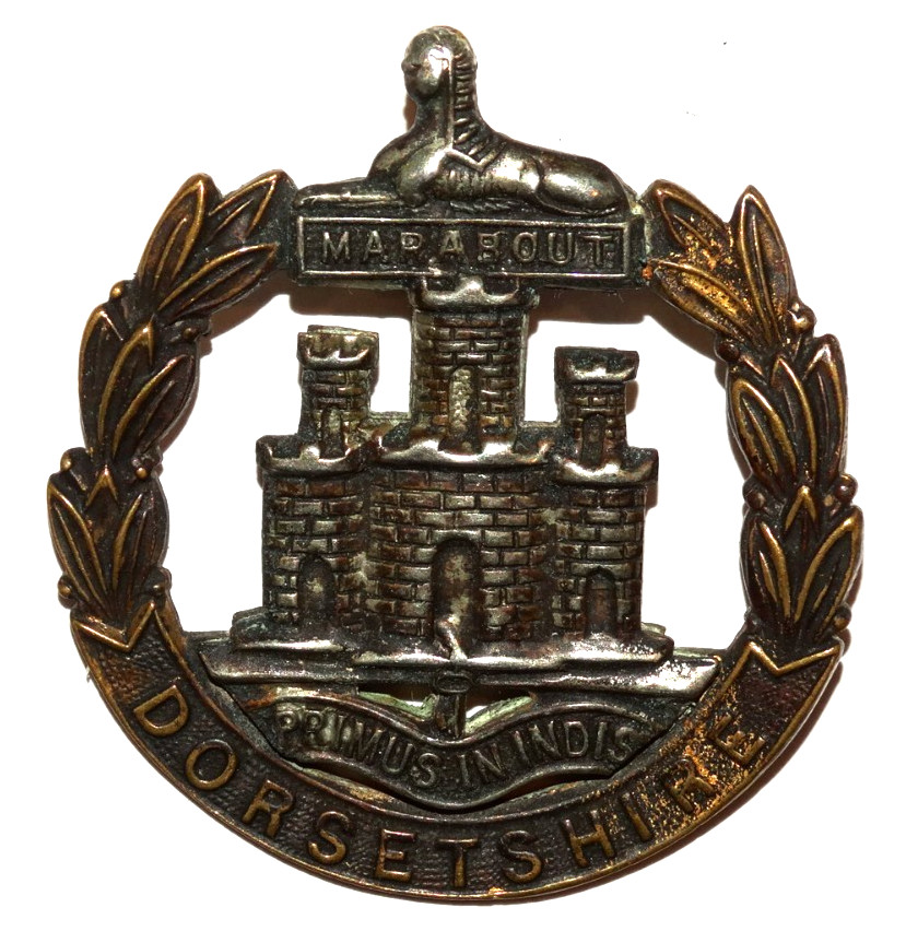 BRITISH MILITARY CAP BADGES, Dorsetshire Regiment Bi-Metal Cap Badge, 1898-1921