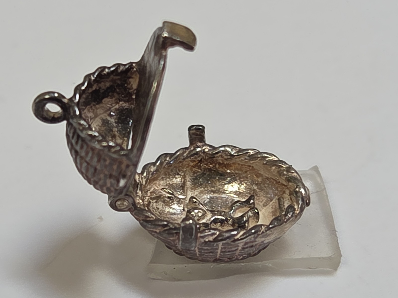 Sterling Silver ~ Moses Basket Charm ~ OPENS ~ BABY Inside ~ RARE ~ VINTAGE