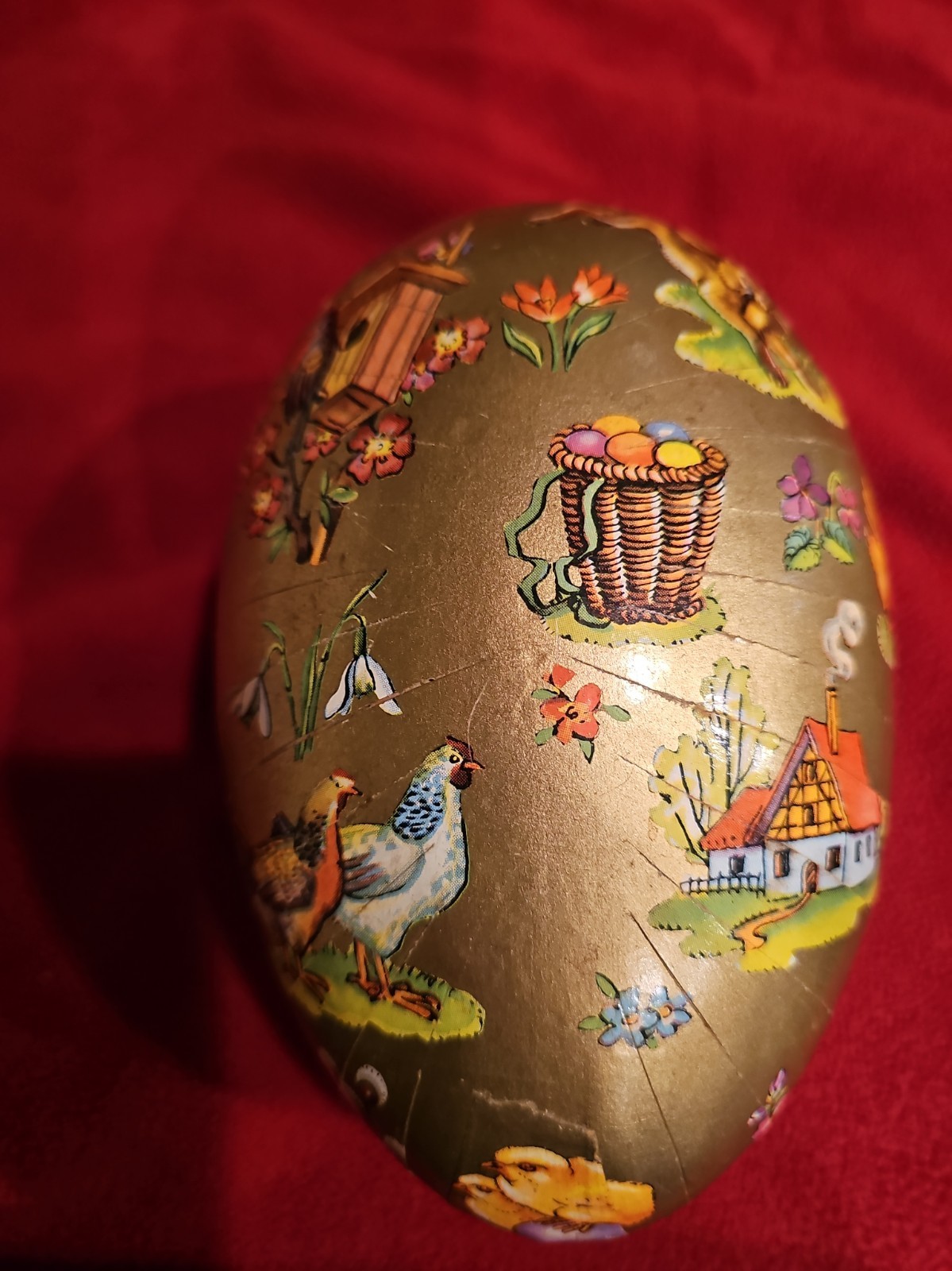 Vtg Paper Mache Easter Egg Candy Container Western Germany
